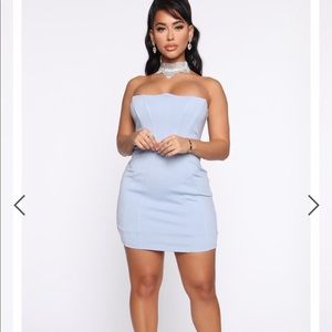 Fresh Start Tube Mini Dress (Blue)